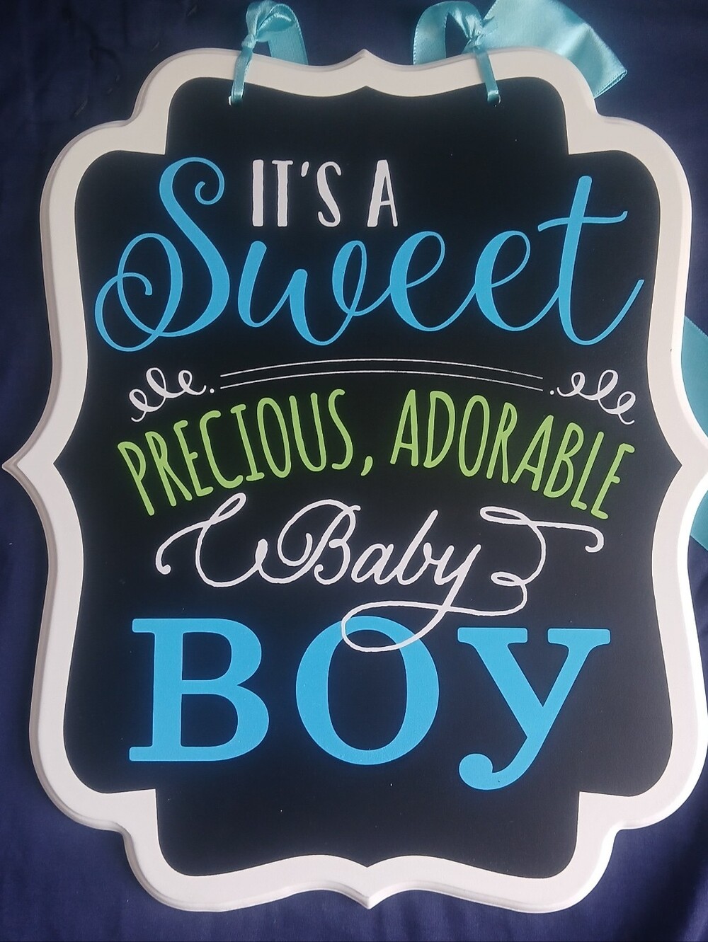 Amscan Baby Boy Wall Sign - Blue & Lime